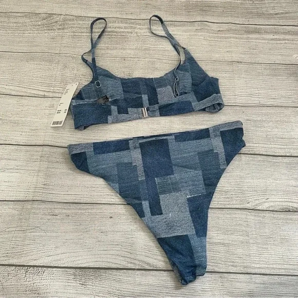 Urban Outfitters NWT Out From Under Denim Print Bikini - Picture 2 of 7